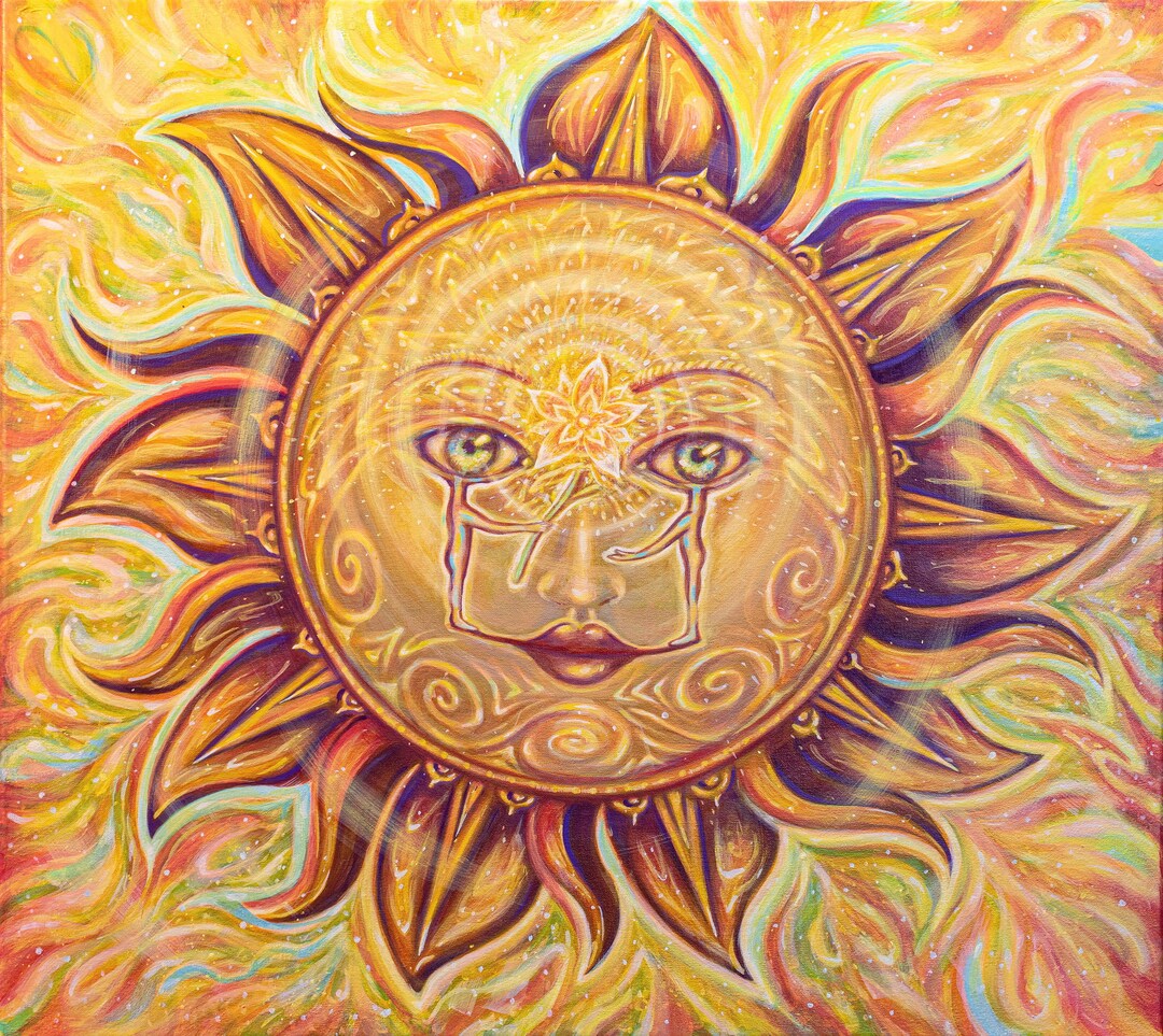 Spiritual Visionary Art With Fractal Sun Psychedelic Trippy Painting ...