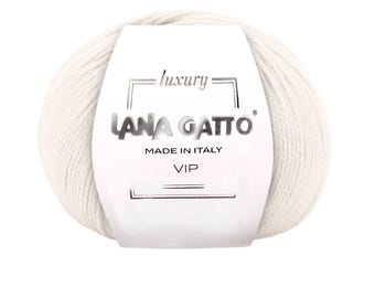 Ball of Extrafine Merino Wool and Cashmere, Cat Wool Vip Line - Neutral Shades