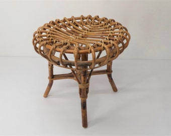 Riviera ottoman stool in bamboo and rattan Franco Albini 1960s