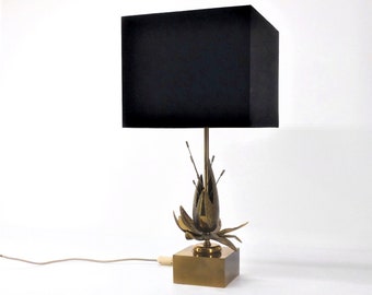 Exotic flower table lamp in solid brass – Jansen style table lamp