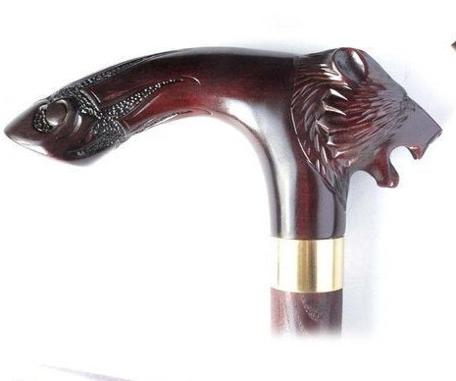 Strong Walking Canes Bear Head Wood Oak & Brass Craft Walking Etsy