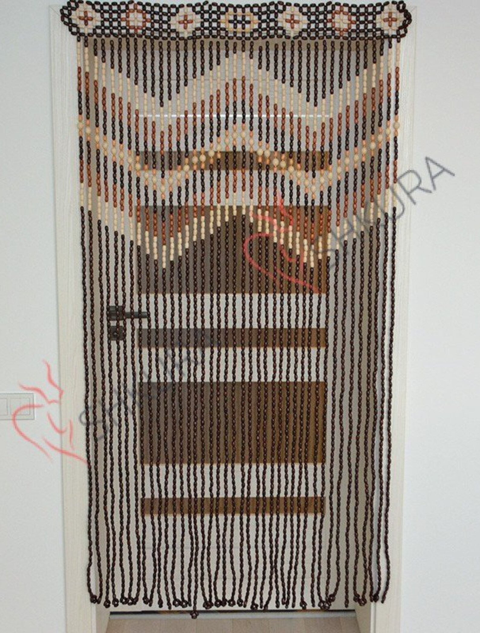 Wooden Curtain Beaded Handmade Wood Beaded Curtain Doorway Etsy