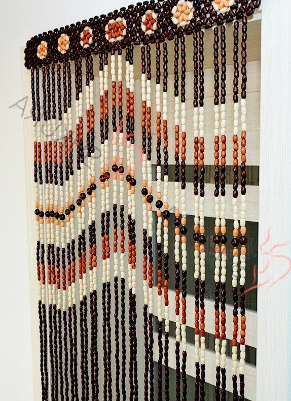 Cortinas cuentas de madera enmarcando puerta pared colgante | Etsy