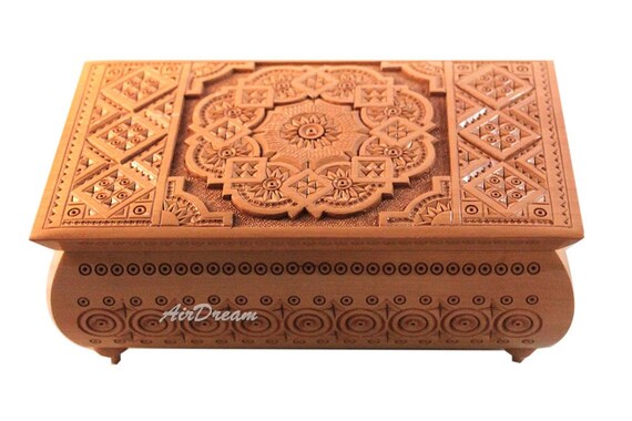 carved wooden box