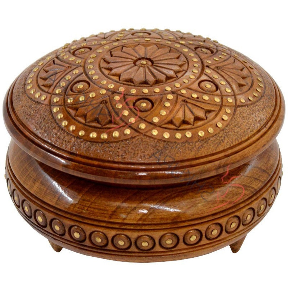 Wooden Jewelry boxes Round box with lid carved Small wooden Etsy