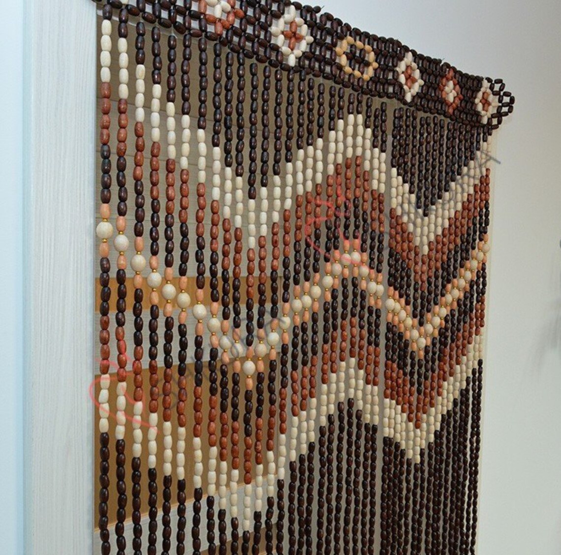 Wooden Curtain Beaded Handmade Wood Beaded Curtain Doorway Etsy