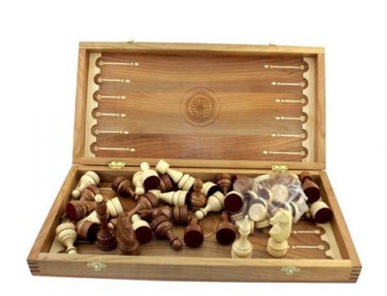 Engraved Chess board 20 inlaid with beads Big size wood Etsy