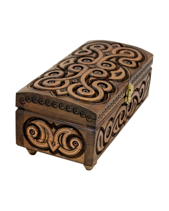 Holz geschnitzt Holz Schmuck handgefertigt kleine Holzkiste | Etsy