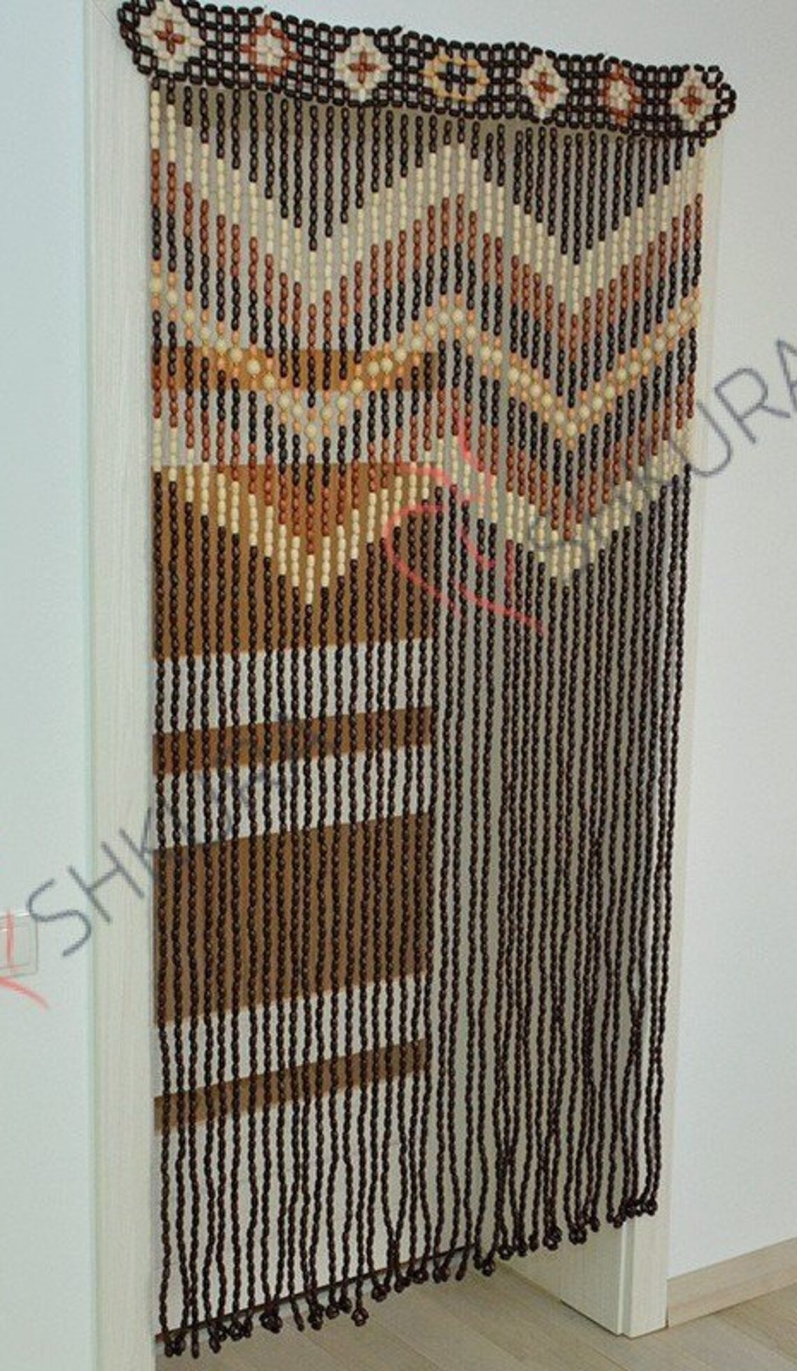 Wooden Curtain Beaded Handmade Wood Beaded Curtain Doorway Etsy