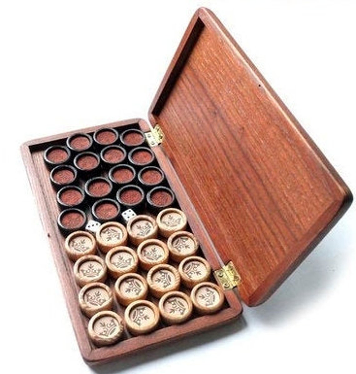 Royal Backgammon Chips with leather and two dice in box Table Etsy