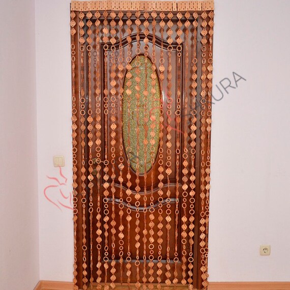 Wooden Curtain Beaded Handmade Wood Beaded Curtain Doorway Etsy
