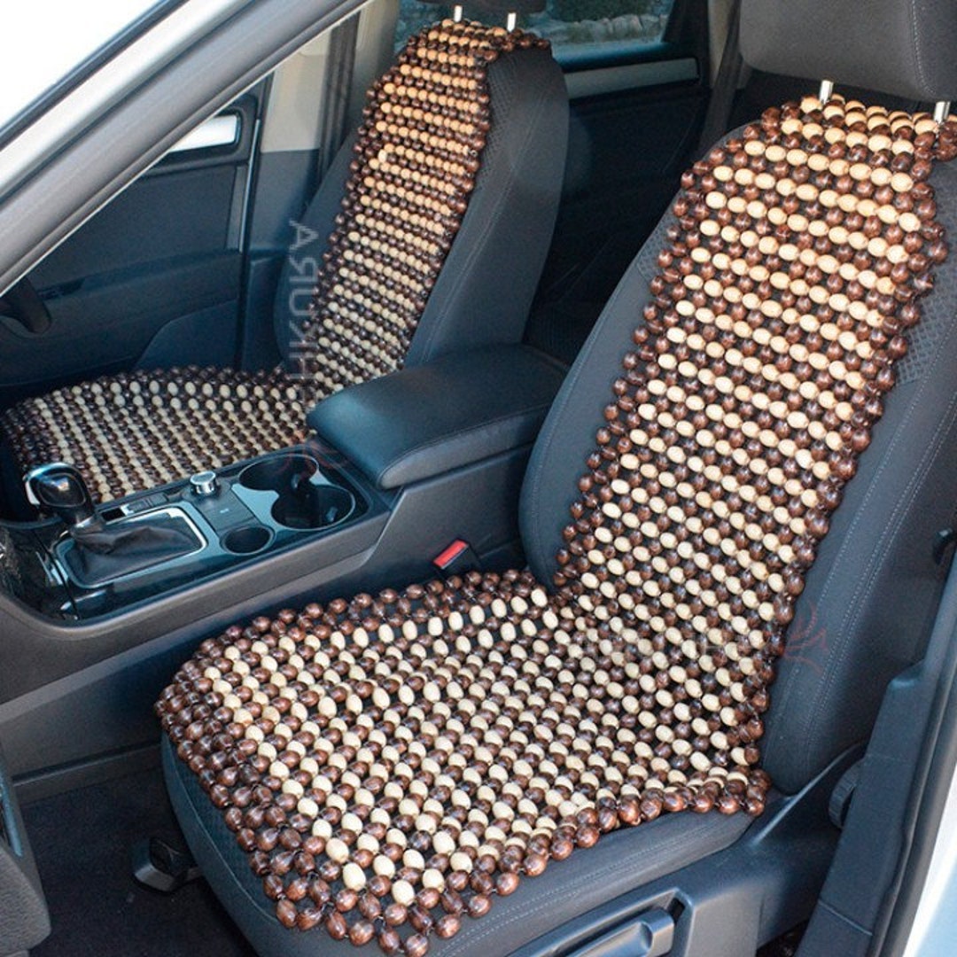 2 Pcs Cool Car Seat Protection Summer Rest Seat Comfor Wood Bead Seat