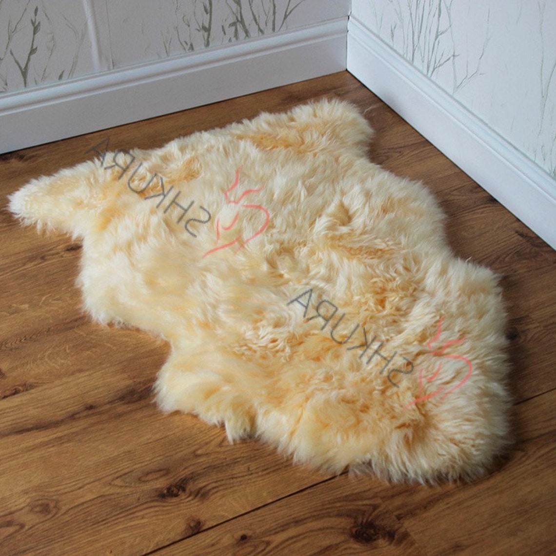 Genuine sheepskin rug 47 x 35 Beige Natural Throw Etsy
