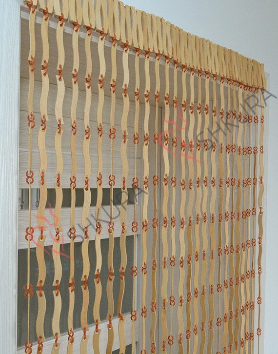 Wooden Curtain Beaded Handmade Wood Beaded Curtain Doorway Etsy