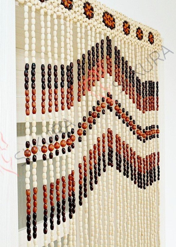 Vorhange Holzperlen Gestaltung Tur Wandbehang Holz Wand Etsy