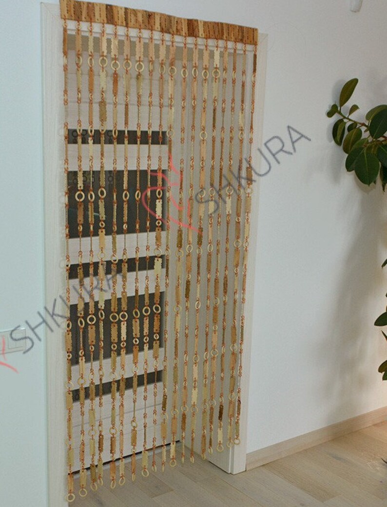 Beaded Curtain Room Divider Handmade Wood Beaded Curtain Etsy