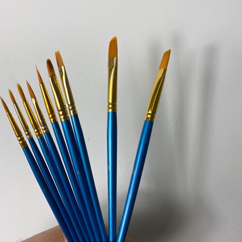 Pixiss Acrylic Paint Brush 10 Piece Set Nylon Hair Brushes Etsy