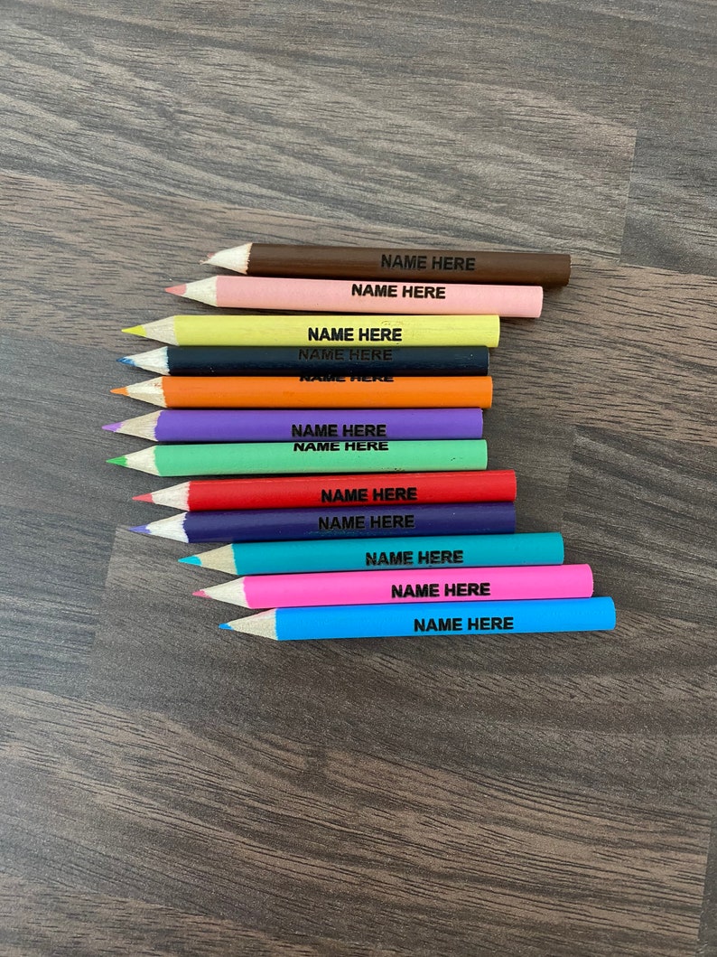 Personalised Mini Colour Pencils Custom Engraved Wood Pencil Etsy