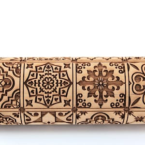 Embossed Rolling Pin Majolica, Gingerbread, Shortbread Sugar Cookie, Clay Stamp, Pottery Tool