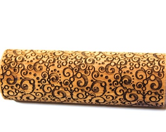 Embossed Rolling Pin Magic Swirles Pattern Engraved Embossing Rolling Pin for Cookies Christmas Gift For Her Springerle Molds Cookie Stamp