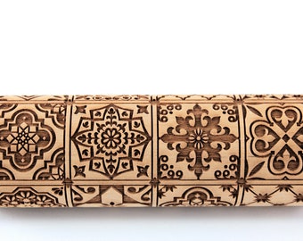 Embossed Rolling Pin Majolica, Gingerbread, Shortbread Sugar Cookie, Clay Stamp, Pottery Tool