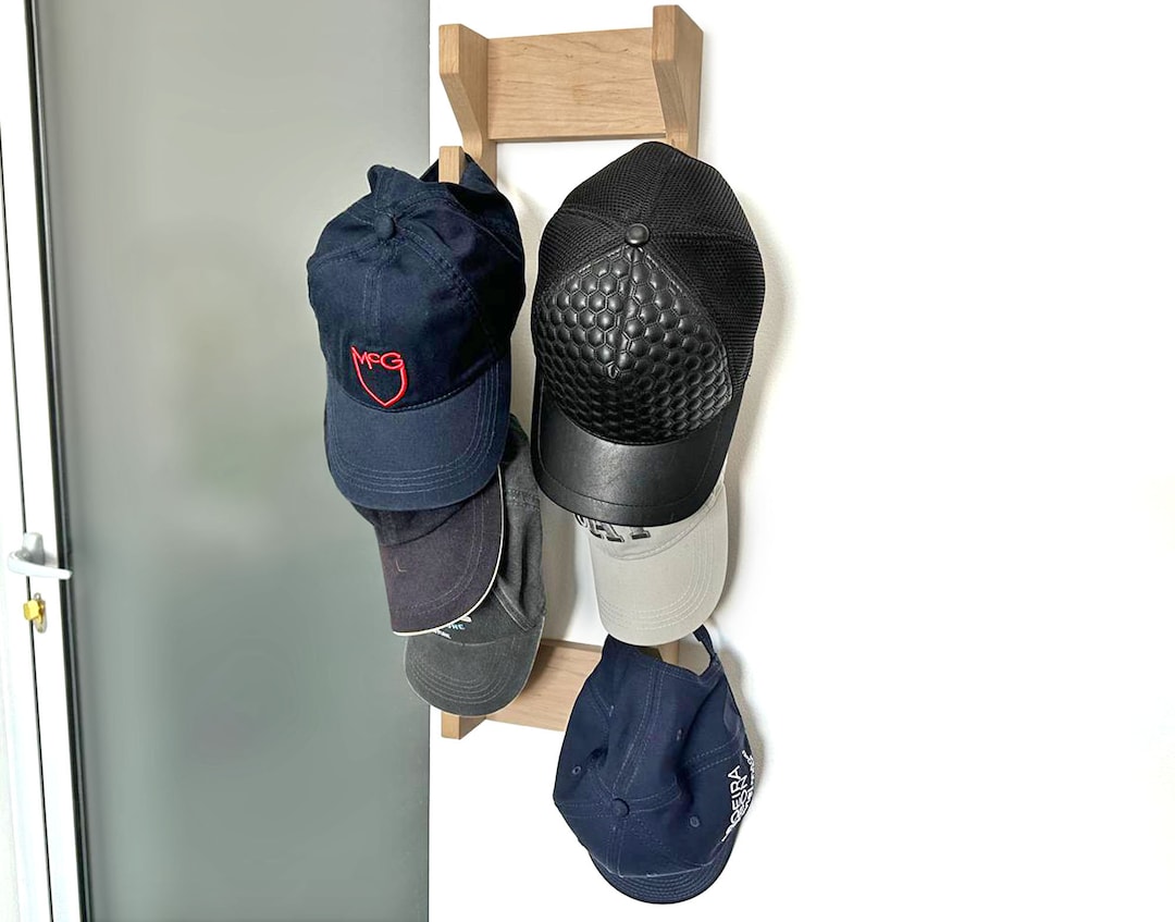 Handcrafted Solid Wood Baseball Cap Rack - Holds 12 Caps - Wall Mounted ...