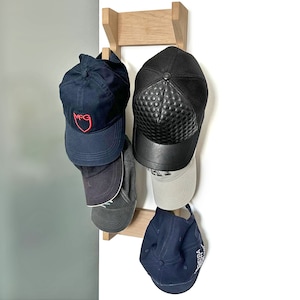 Handgemaakt massief houten rek voor baseballcaps - biedt plaats aan 12 petten - wandgemonteerde hoedendisplay - houder voor baseballcaps - perfect cadeau voor papa