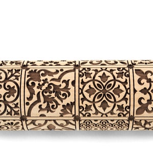 Rolling Pin Embossed for Ceramics, Azulejos Tiles Cookie Stamp, Clay Mold, Pottery Tool, Shortbread, Sugar Cookies, Christmas Gift