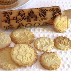 Mouse Embossing Rolling Pin, Popular Cartoon Characters Laser Engraved Rolling Pin, Pattern, Embossed Dough Roller, Christmas Gift