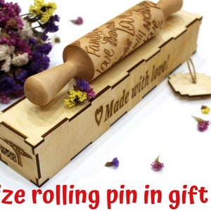 Flowers Embossed Rolling Pin, Laser Engraved Patterned, Rosemailing Floral Folk Pattern, Embossing Dough Roller, Christmas Gift, 3 image 10