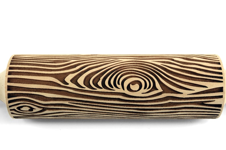 Wood Texture Embossed Rolling Pin, Clay Stamp, Pottery Roller, Ceramic Tool, Christmas Gift, Textured Cookie image 4