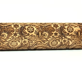 Rolling Pin Frosty Flowers Embossing, Christmas Gift, Springerle Molds Clay Roller, Pattern Clay Stamp, Embossed Dough Roller, Rotating Big