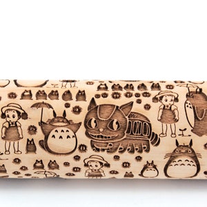 Anime Rolling Pin Embossed Textured Cookies Shortbread Christmas Gift Springerle Mold Clay Roller Pottery Stamp Ceramic Tool Kids Baking