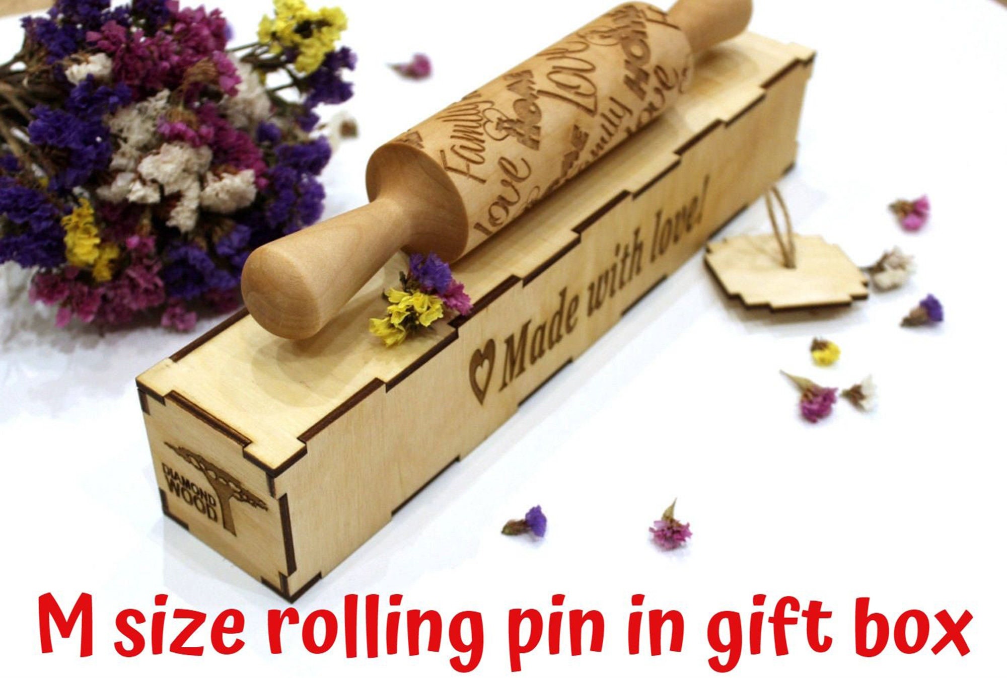Mushrooms Rolling Pin Embossed Clay Stamp Mold Christmas Gift Handmade –  Diamond Wood WCG