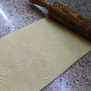 Engraved Rolling Pin GEOMETRIC Embossed , Embossing Rolling Ping, Christmas Gift, Pattern, Roller, Dough Roller, Lazer Engraved, RINGS image 4