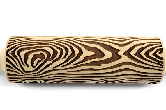 Wood Texture Embossed Rolling Pin, Clay Stamp, Pottery Roller, Ceramic Tool, Christmas Gift, Textured Cookie
