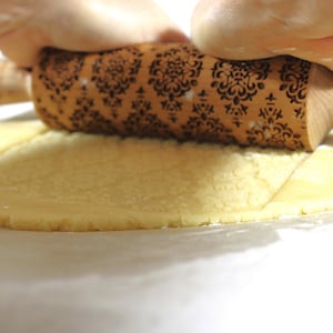 Camelia Rolling Pin Embossed Flowers Textured Cookies Shortbread Christmas Gift Clay Roller Pottery Stamp image 10
