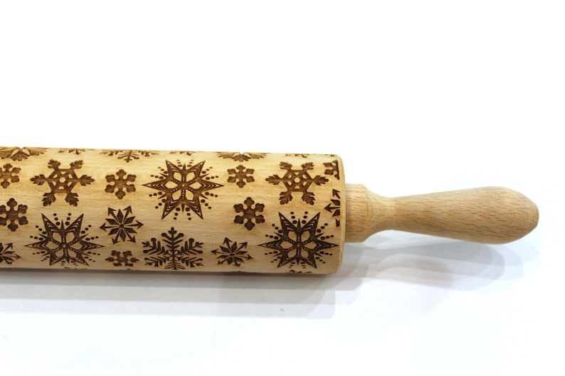 SNOWFLAKE Embossing Rolling Pin Christmas Gift Cookie Stamp Etsy