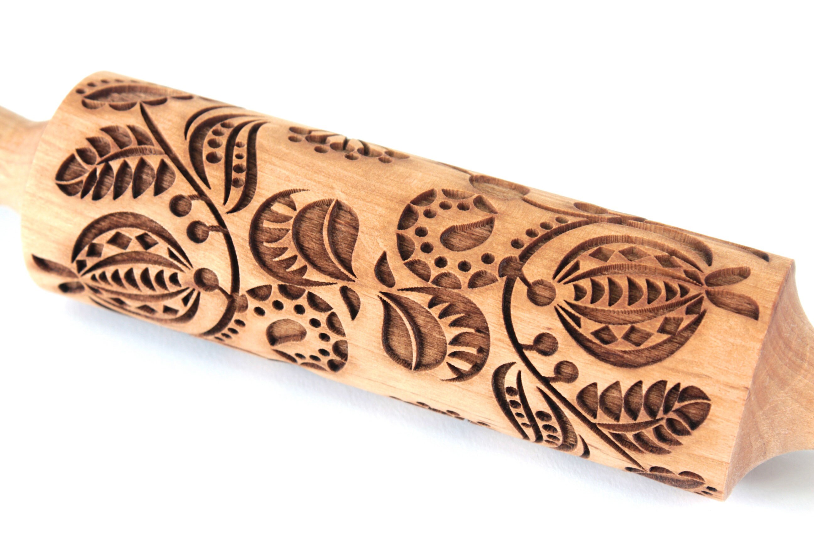 Wood Vertical Texture Embossed Rolling Pin,Clay Stamp,Pottery