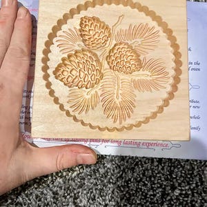 Molde para galletas, molde para springerle con piñas, estampador de galletas de madera, cortador de galletas navideñas, pan de jengibre, speculaas, molde de arcilla, regalo imagen 9