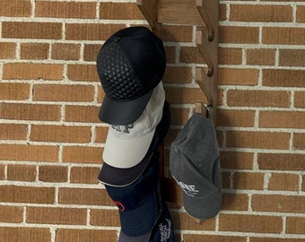 Hat organizer for 12 Baseball Caps, Solid Wood Hat Hanger, Baseball Cap Rack for Wall, Baseball Cap storage, Gift for Him, Father Day Gift