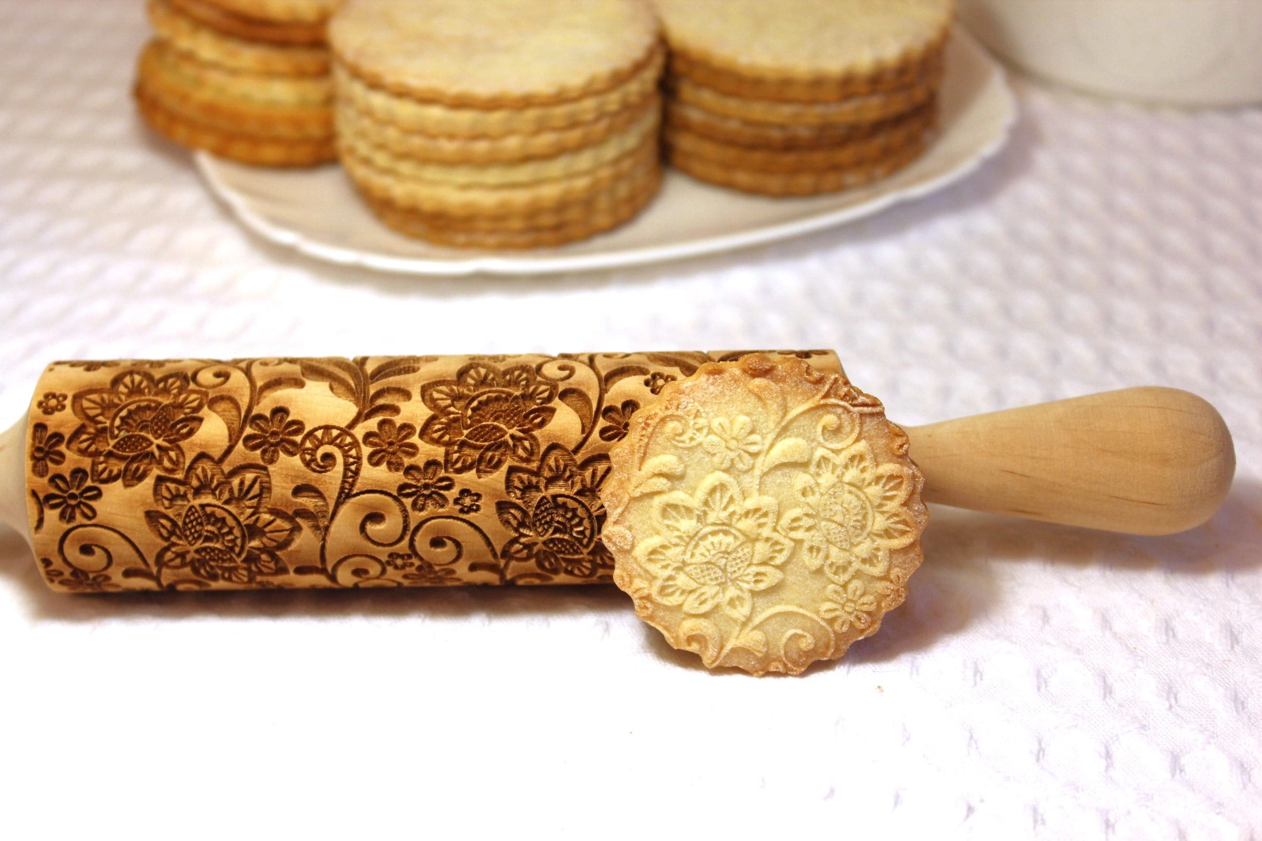 Spring Flower Embossed Rolling Pin Embossing Dough Roller Etsy