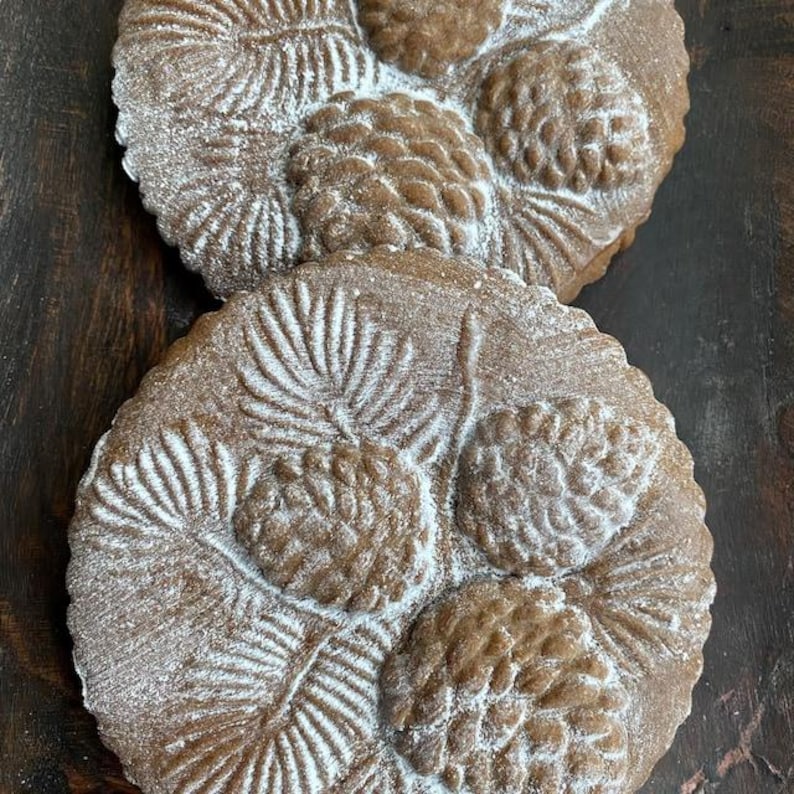 Molde para galletas, molde para springerle con piñas, estampador de galletas de madera, cortador de galletas navideñas, pan de jengibre, speculaas, molde de arcilla, regalo imagen 11