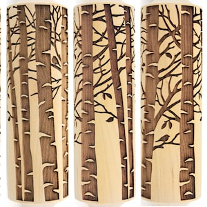 Birch Rolling Pin Embossed Forest Grove Trees Textured Cookies Shortbread Christmas Gift Clay Roller Pottery  Stamp Ceramic Tool