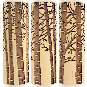 Birch Rolling Pin Embossed Forest Grove Trees Textured Cookies Shortbread Christmas Gift Clay Roller Pottery  Stamp Ceramic Tool