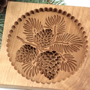 Cookie Mold, Pine Cones Springerle Mold, Wooden Cookie Embosser, Christmas Cookie Cutter, Gingerbread, Speculaas, Clay Mold, Gift