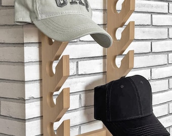 12 Baseball Hat Organizer, Wall Hat Rack, Solid Wood, Entryway