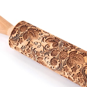 Rolling Pin Embossing Wild Strawberry Pattern, Embossed Cookies, Fondant Embosser, Clay Tools, Springerle Mold, Christmas Gift image 3