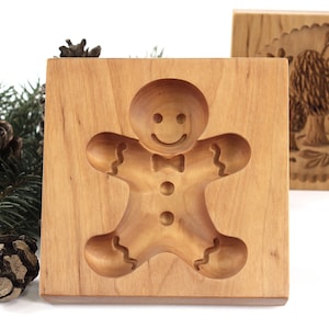 Springerle Mold, Gingerbread Man Christmas Cookie Cutter, Wooden Biscuit Stamp, Speculaas, Cookie Embosser, Shortbread Stamp, Xmas Gift