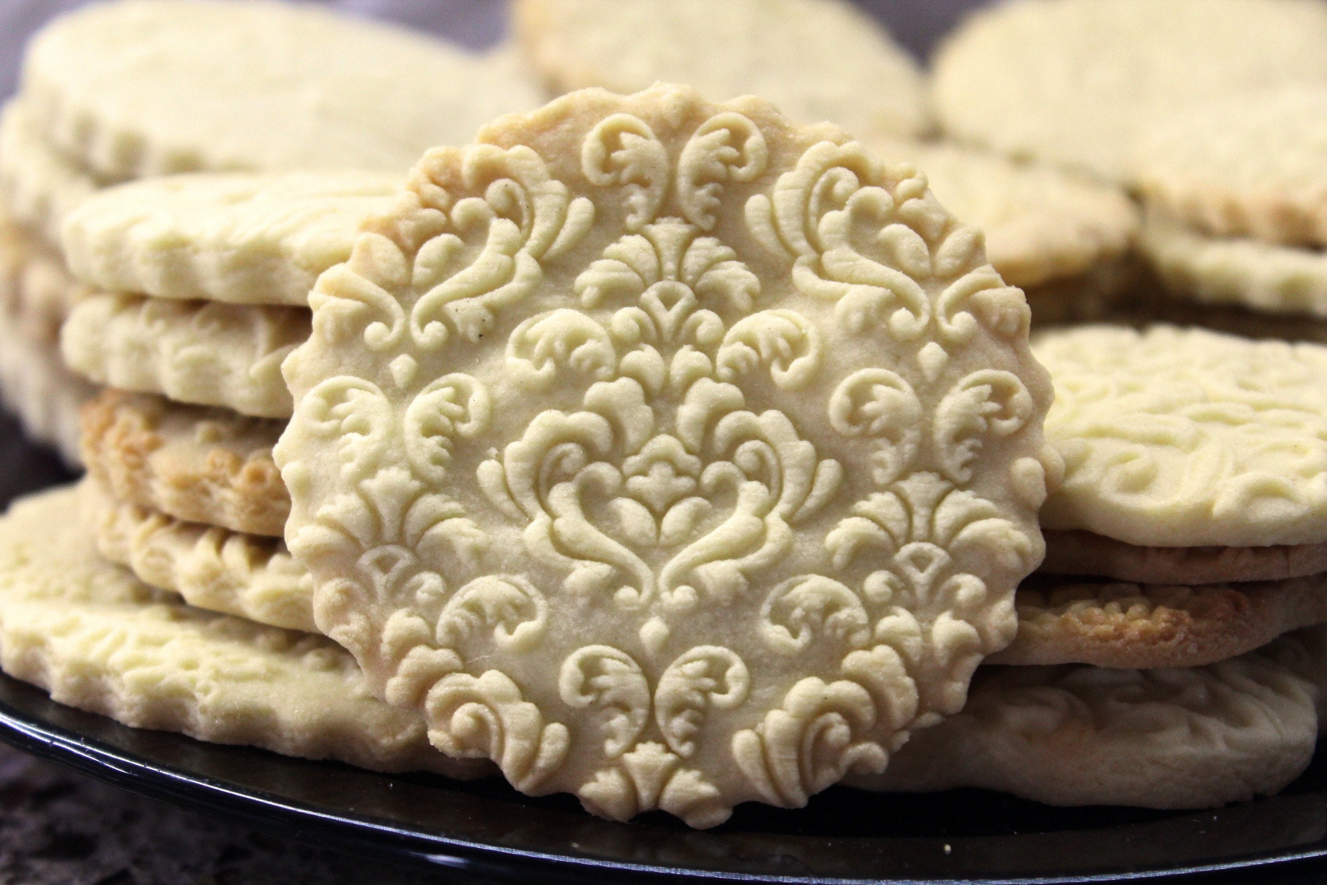 Embossed Rolling Pin Romantic Damask for Shortbread Cookies Etsy